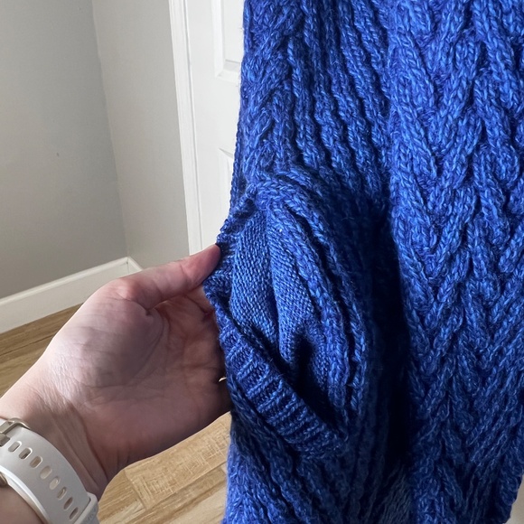 Aran Crafts Open Front Herringbone Design Shawl Cardigan Ink Blue size M - Picture 5 of 9